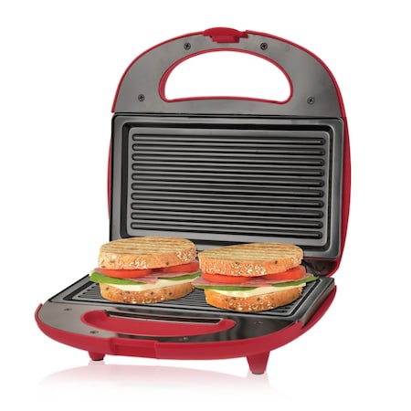 Premium Levella 2-Slice Sandwich Maker with Non-Stick Coated Plates and Cool Touch Housing in Red PSM277